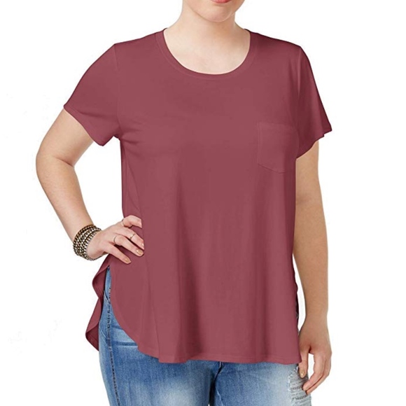 Celebrity Pink Tops - Celebrity Pink Trendy Plus Size T Shirt Wine 3X